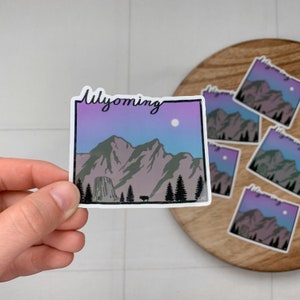 Wyoming Sticker - Wyoming Nature Sticker - Wyoming gifts - WY Sticker - Wyoming State Sticker - Devils Tower and Grand Tetons Sticker