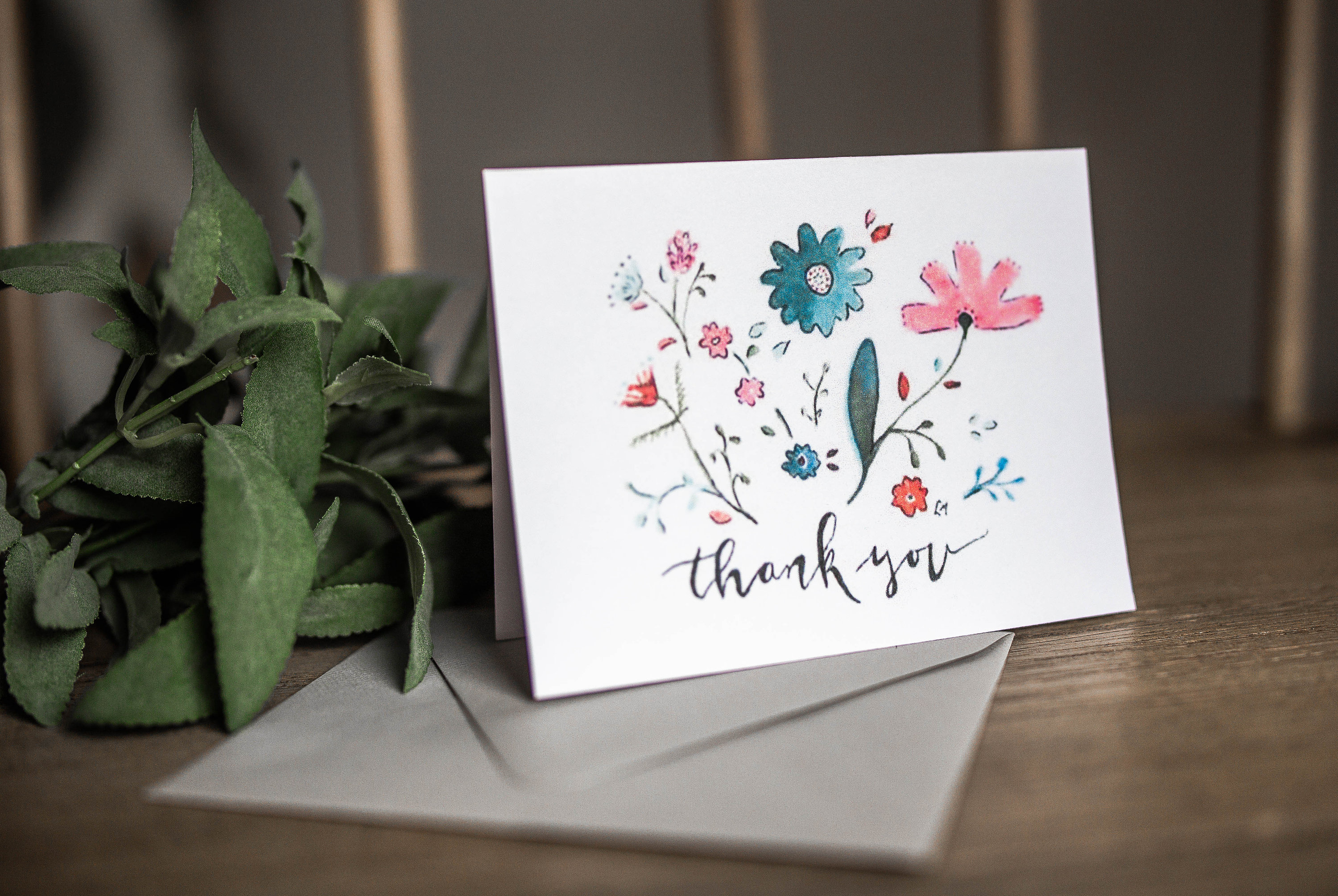 Flower Thank You Card - Thank You Card Set - Colorful Thank You Card ...
