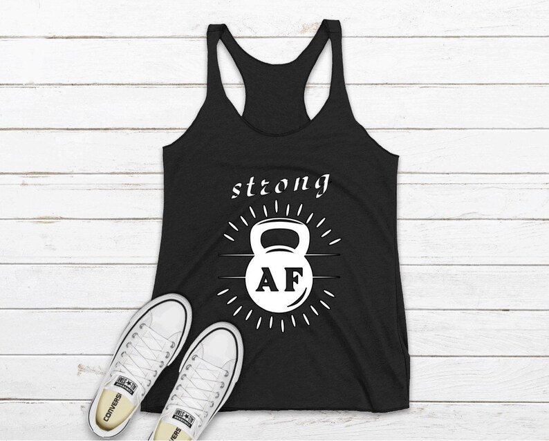 funny exercise tank top Strong AF workout tank