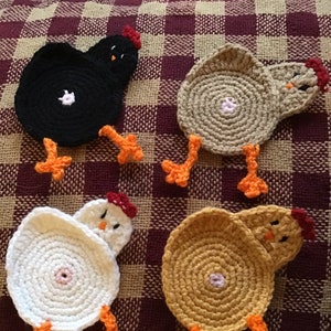 Chicken Butt Crochet Coaster or Applique Set Now Available in More Colors image 3