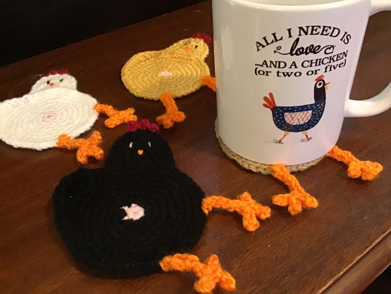 Chicken Butt Crochet Coaster or Applique Set Now Available in More Colors image 5