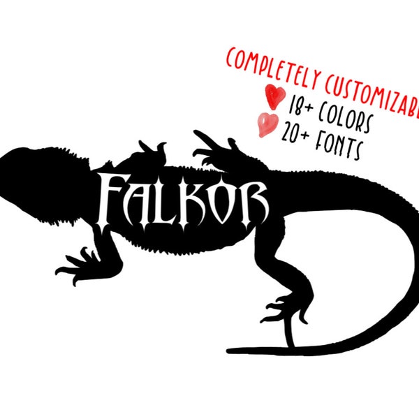 Customizable Name Bearded Dragon Beardie Lizard Vinyl Decal (READ DESCRIPTION)