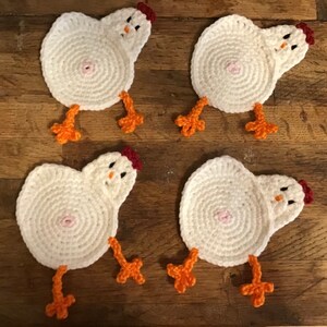 Chicken Butt Crochet Coaster or Applique Set Now Available in More Colors image 6