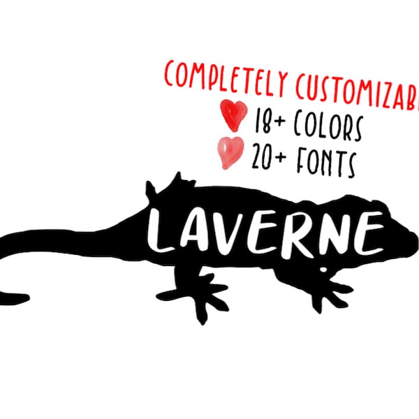 Customizable Name Gargoyle Gecko Lizard Vinyl Decal (READ DESCRIPTION)