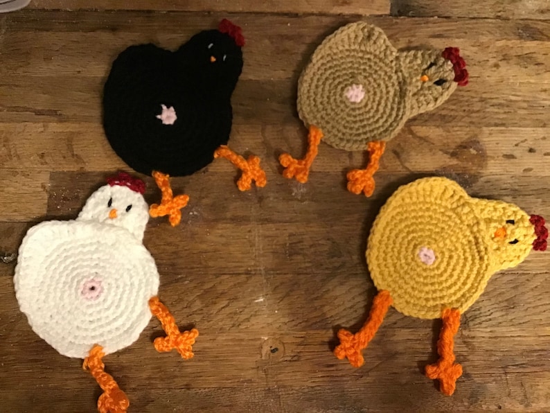 Chicken Butt Crochet Coaster or Applique Set Now Available in More Colors image 1