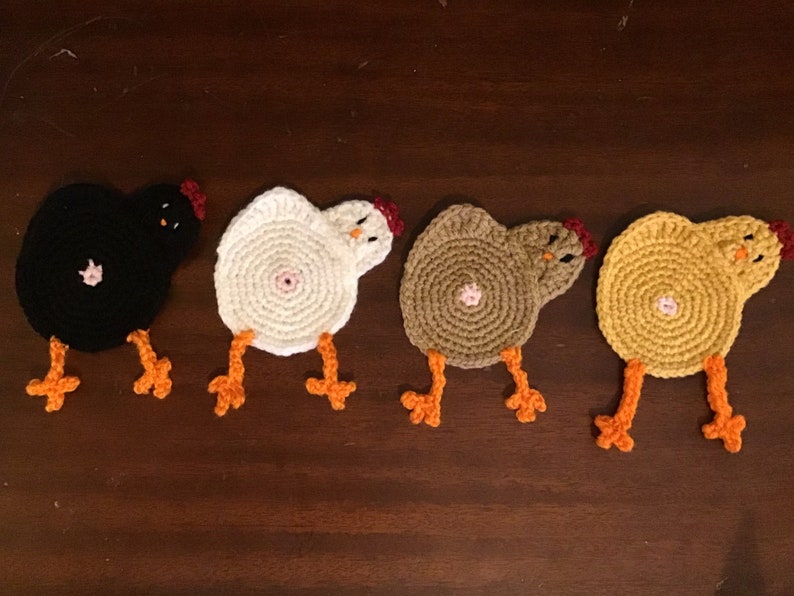 Chicken Butt Crochet Coaster or Applique Set Now Available in More Colors image 2