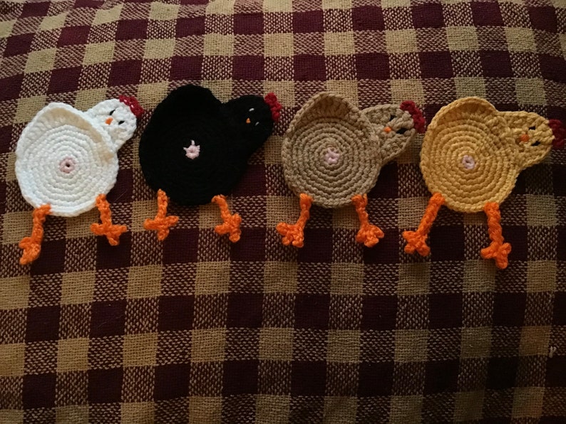 Chicken Butt Crochet Coaster or Applique Set Now Available in More Colors image 4