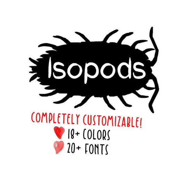 Anpassbarer Name Isopod Woodlouse Roly Poly Vinyl Aufkleber (siehe Beschreibung)