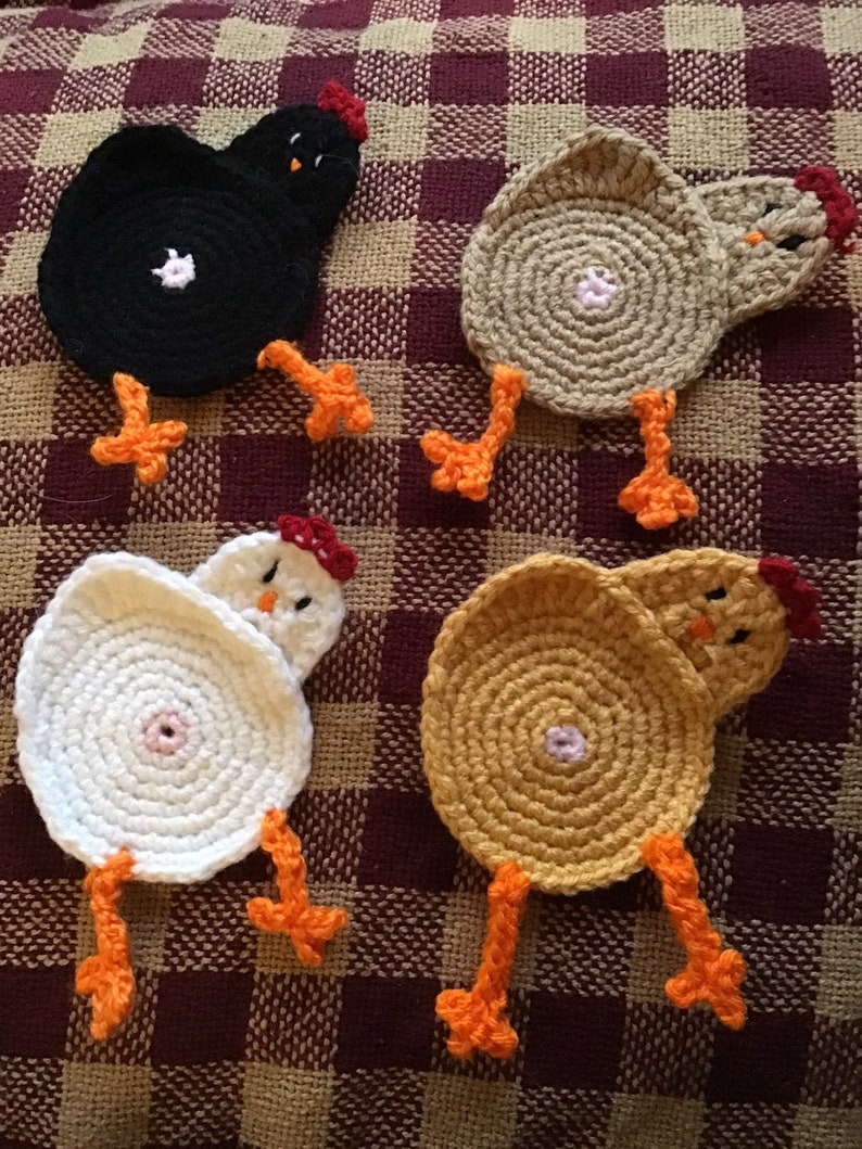 Chicken Butt Crochet Coaster or Applique Set Now Available in More Colors image 3