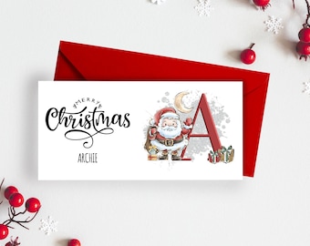 Personalised - Christmas Santa Initial Money/Gift Wallet - Alpha