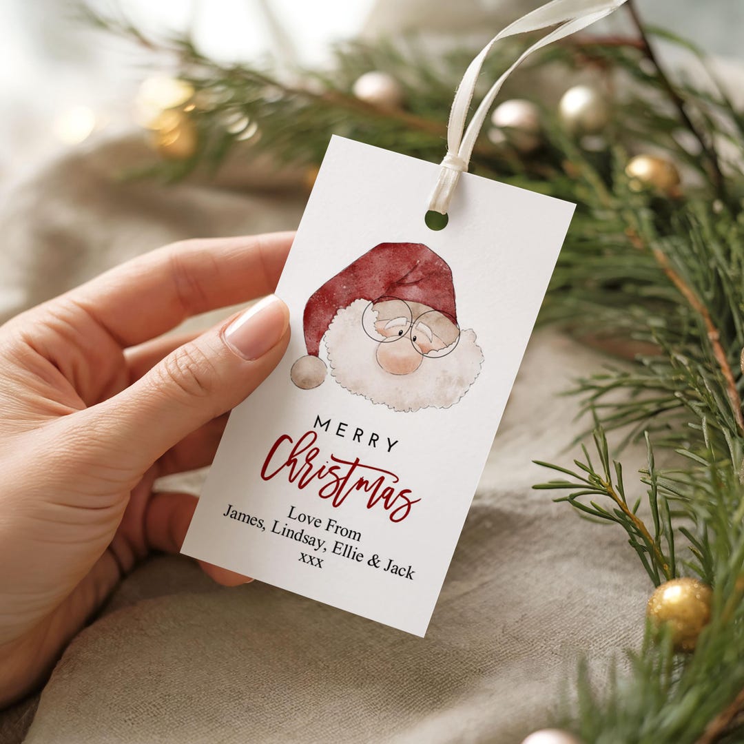 18 White Personalised Cute Santa (twine/string Not Included) - Etsy UK