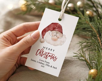 18 White personalised cute Santa (twine/string not included)
