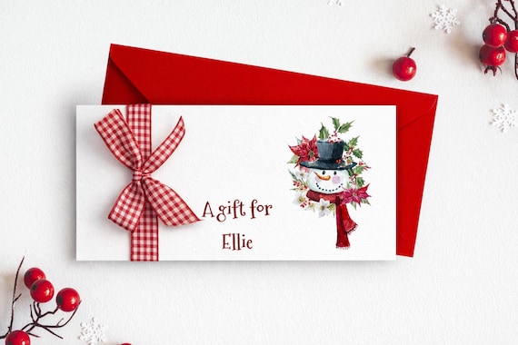Personalised - Super Cute Snowman Christmas Money/Gift Wallet - 002