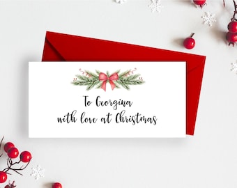 Personalised - Wreath Christmas Money/Gift Wallet