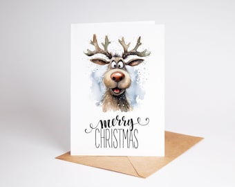 Rentier-Weihnachtskarten 10er-Pack, süßes Rentier-Weihnachtskartenset, lustige Rentier-frohe Weihnachtskarten, Weihnachtskartenset