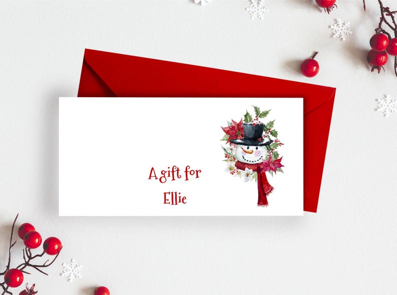 Personalised - Super Cute Snowman Christmas Money/Gift Wallet - 002 image 2