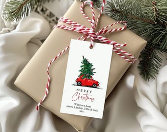 18 White personalised cute Car & Christmas Tree (twine/string not included)