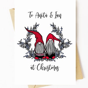 168 - Personalised Gnome Christmas card (and Envelope) - FREE UK postage