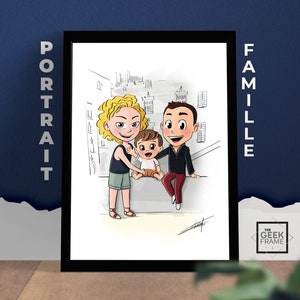Portrait de famille en illustration (manga, cartoon etc.)