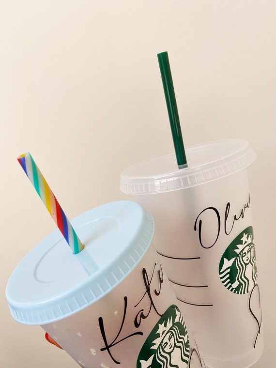 Personalised Cold Cup With Straw and Lid. Pastel Colours, Starbucks Cup  Inspired Iced Coffee 24oz Cup Size Large. Bridesmaid. Hen Party. 