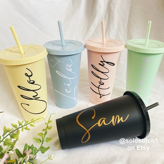 Personalised Cold Cup With Straw, Starbucks Inspired, Pastel Colours, Named  Plastic Tumbler, Cold Cup, 24oz Reusable Cold Cup, Starbucks Cup 