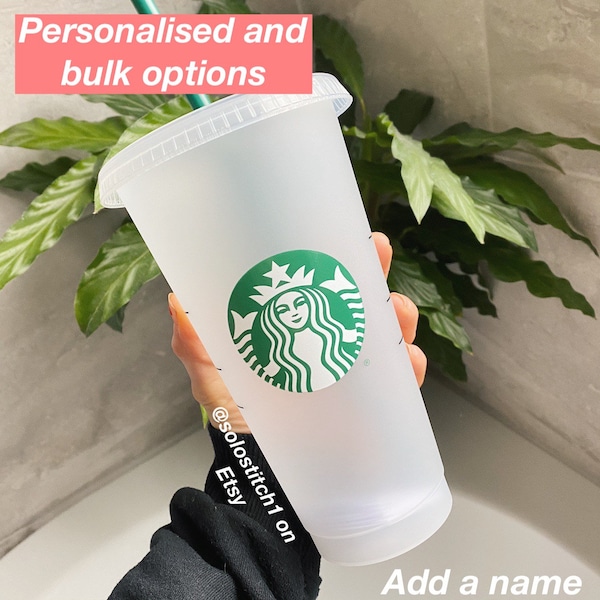 Personalised option U.K. Reusable cold cup with Personalised and bulk option - 24oz.  | Tumbler | Cold cup | with straw and lid.