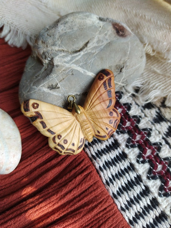 Wooden butterfly hotsell necklace