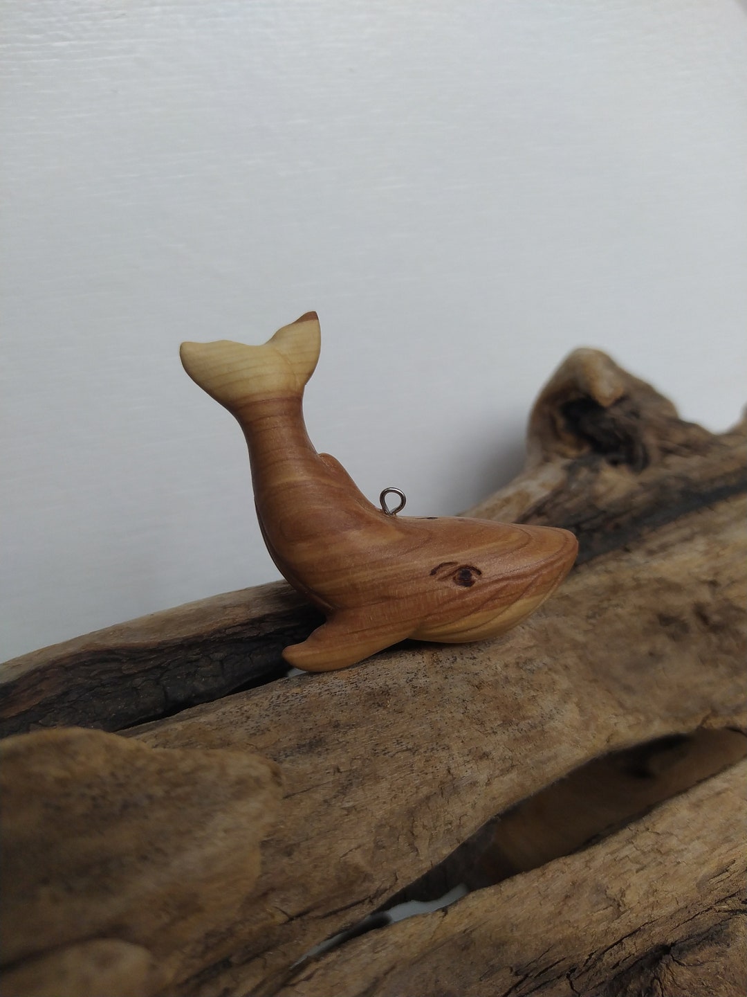 Wooden Whale Pendant Blue Whale Jewelry Carved Whale Necklace Wooden