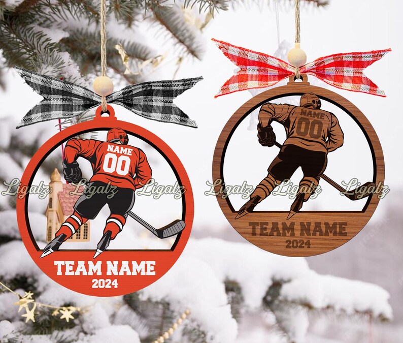 Personalized Hockey Ornament, Custom Coach Ornament, Wooden Jersey