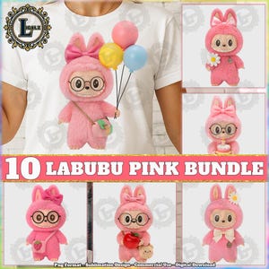 Cute Monster Doll PNG Bundle, Cartoon Character, Pink Cartoon Clipart, Cartoon Doll Sticker Design Png, Commercial Use, Digital File