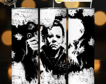 Diseño de sublimación de vaso delgado de 20 oz con temática de terror, envoltura para vaso de Halloween, personaje de terror, Halloween de terror, descarga digital