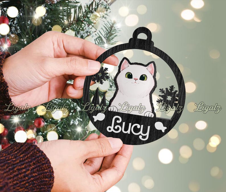 Custom Cat Breed Ornament, Kitten Wooden Ornament, Pet Potrait