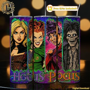 Witch Sisters 20 oz Skinny Tumbler Sublimation Design Png, Halloween Tumbler Wrap, Witch Halloween Clipart, Bad Witch Png, Digital Download