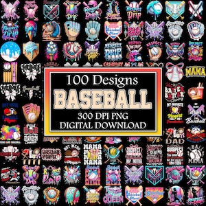 100 Designs Baseball Bundle png, Retro Baseball Png Bundle, Baseball Game Day Png, Baseball Mama, Baseball Drip png, Baseball Sublimation