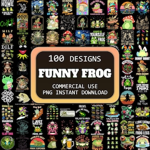 100 Funny Frog Png Designs Bundle, Frog Lovers Png, Frog Meme Png, Funny Animal Png, Humorous Shirt Designs, Digital Download