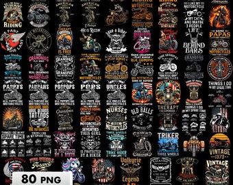 80 Designs Classic Motorcycle Png Bundle, Biker Shirt Designs, Motorbike Cliparts, Rider Skull, Let's Ride, Motorcycle Sublimation