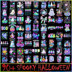 95 Files Halloween PNG Bundle, Trick Or Treat Png, Halloween Neon Clipart, Halloween Spooky Shirt Designs, Halloween Quote, Digital Download