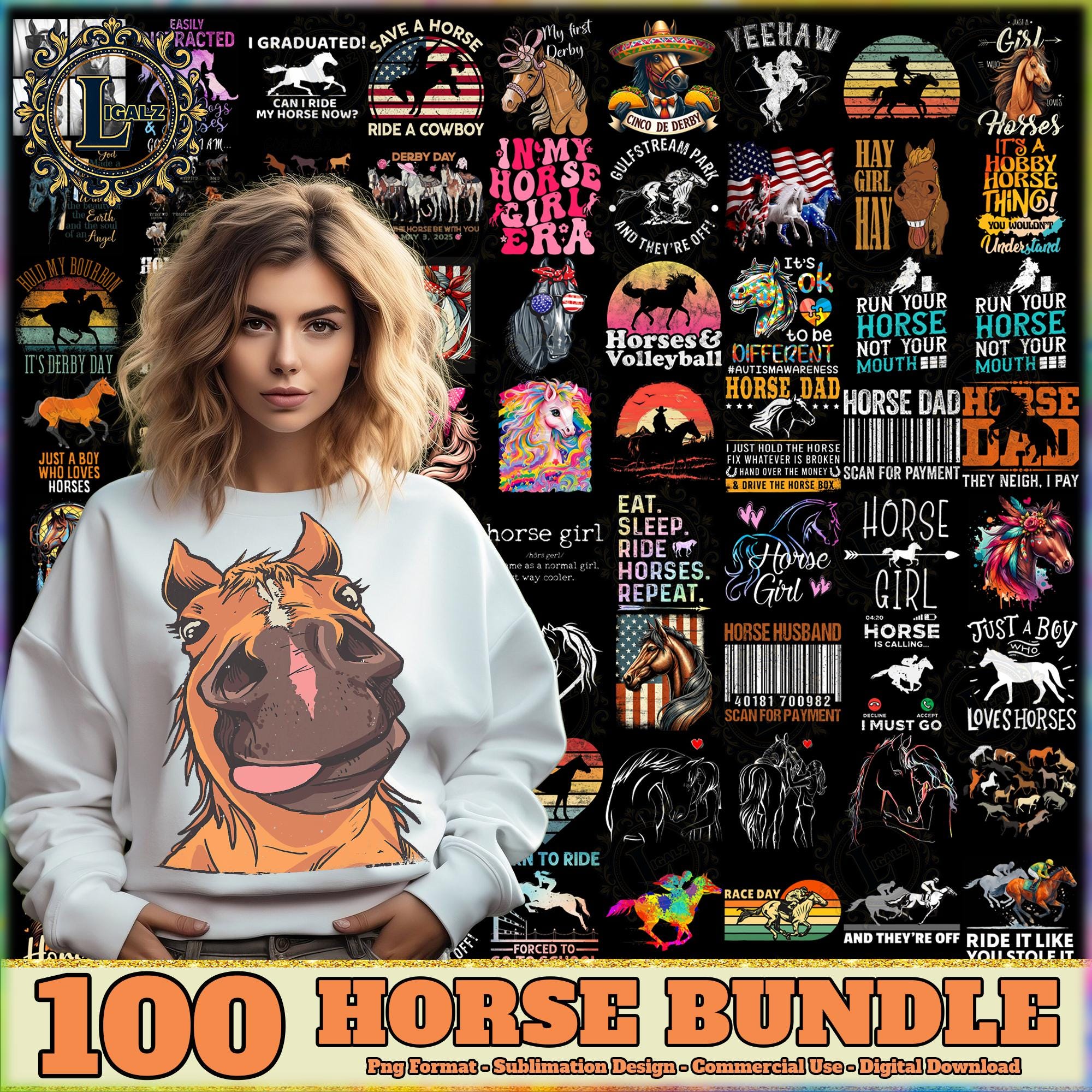 100 Files Horse Png Bundle, Horse Shirt Designs, Funny Horse Quotes Png, Horse Farm Png, Coquette Horse, Commercial use, Digital Download