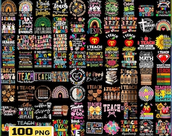 100 Teacher Png bundle, Teacher shirt png, Teacher Sublimation design, Teacher life png, Teacher Bundle, Teacher Appreciation