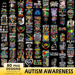 80 Autism Awareness Png Bundle, Autism Puzzle Png, Autism Ribbon Png, Autism Month Png, Autism Mom Png, Autism Sublimation