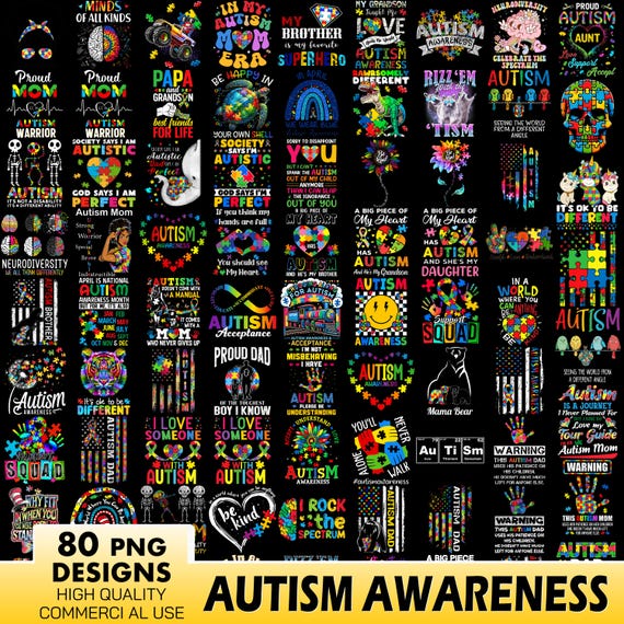 80 Autism Awareness Png Bundle, Autism Puzzle Png, Autism Ribbon Png, Autism Month Png, Autism Mom Png, Autism Sublimation