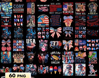 60 Designs 4th of July PNG Bundle, 4th of July Png, Fourth Of July Png, USA Png, America Png, Independence Day, American Flag Png
