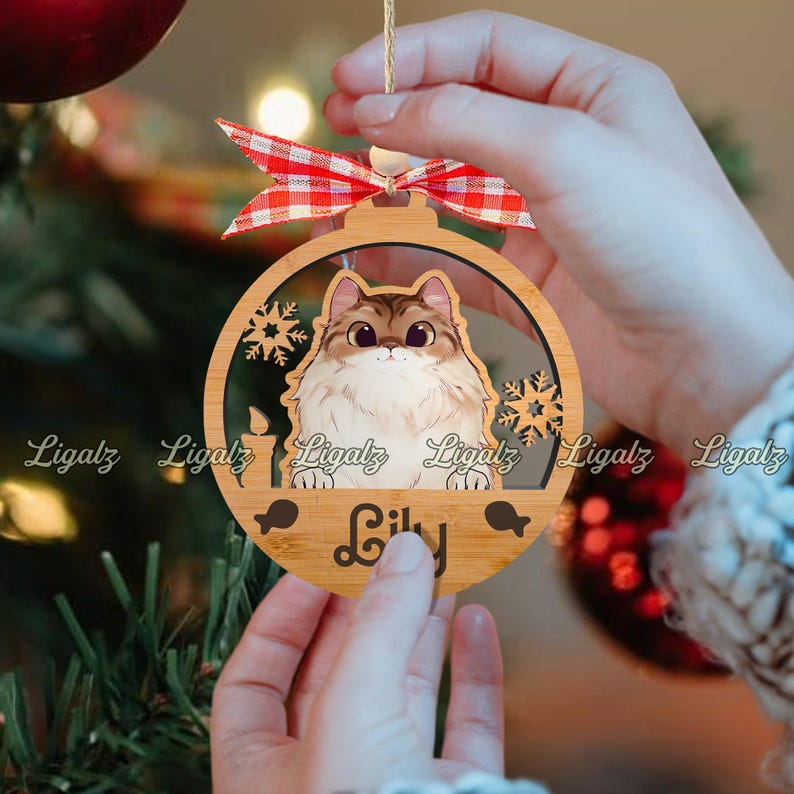 Custom Cat Breed Ornament, Kitten Wooden Ornament, Pet Potrait
