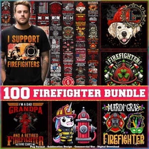 100 Firefighter Png Bundle, Firefighter Shirt Designs, Dad Firefighter Png, Fireman Clipart, Fire Station Png, Commercial use, Digital File
