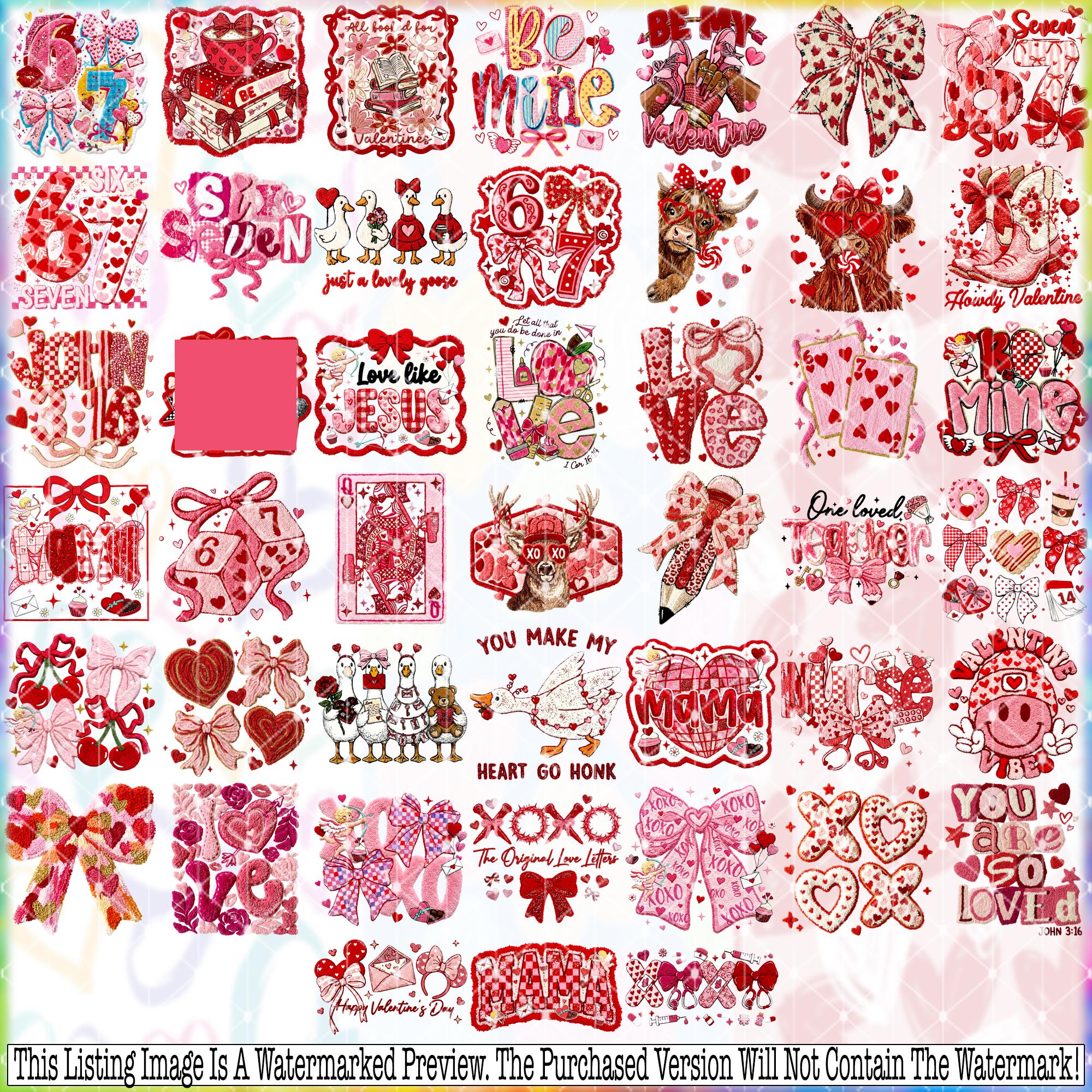 44 Designs Valentine Faux Yarn PNG Bundle, Happy Valentine's Day ...