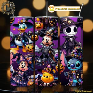 Cartoon Halloween 20 oz Skinny Tumbler Sublimation Design Png, Halloween Tumbler Wrap, Halloween Galaxy Clipart, Witch Png, Digital Download
