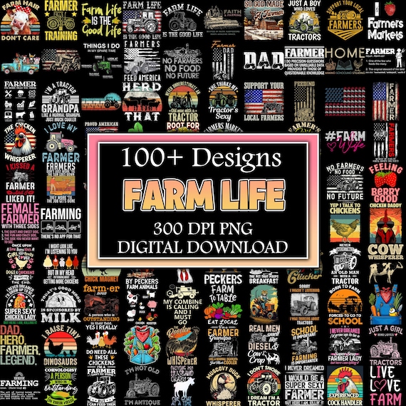 100 Designs Farmer PNG Bundle, Farming Life Png, Country Side Png, Animal Farm Png, Agriculture Png, Chicken Png, Cow Png, Duck Png