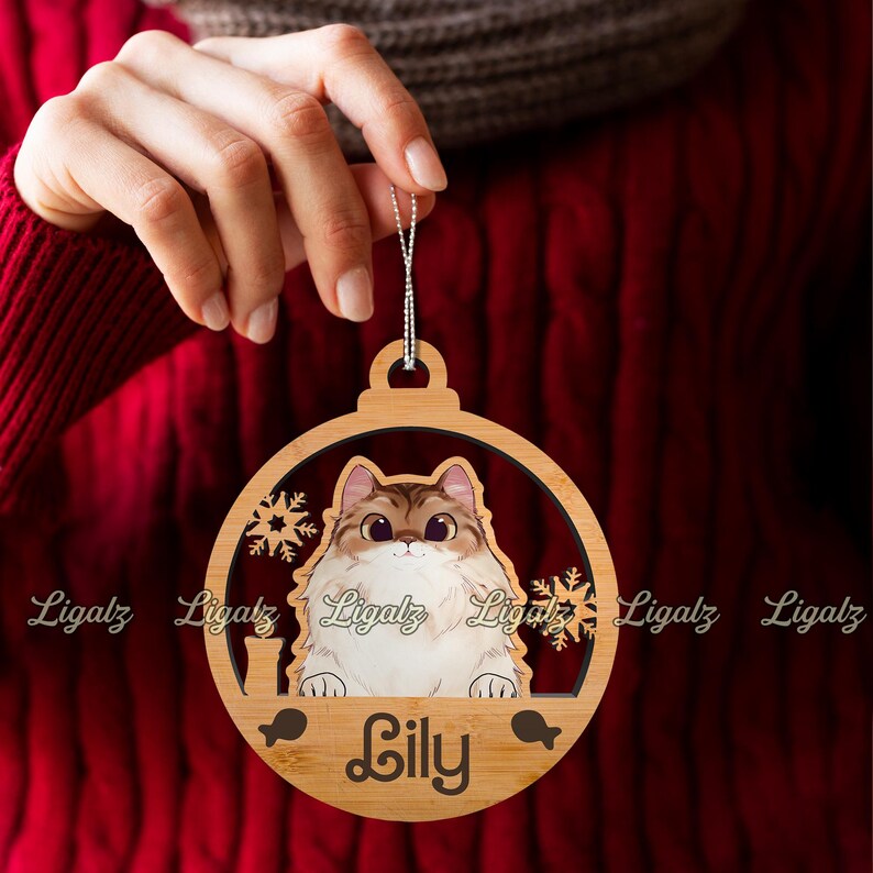 Custom Cat Breed Ornament, Kitten Wooden Ornament, Pet Potrait