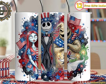 Carini amici cattivi 4 luglio 20 oz Skinny Tumbler sublimazione PNG, 250° anniversario USA Clipart, acquerello glitter, download digitale