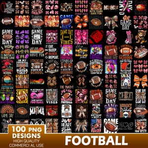 100 Football Png Bundle, Football T-shirt Designs, Football Png, Football Mama Png, Football Gameday Png, Football Coquette Bow Png